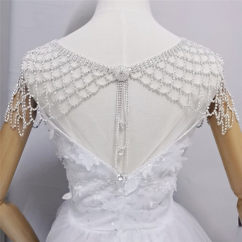 Crystal Mesh Rhinestone Bridal Shoulder Cape — Silver