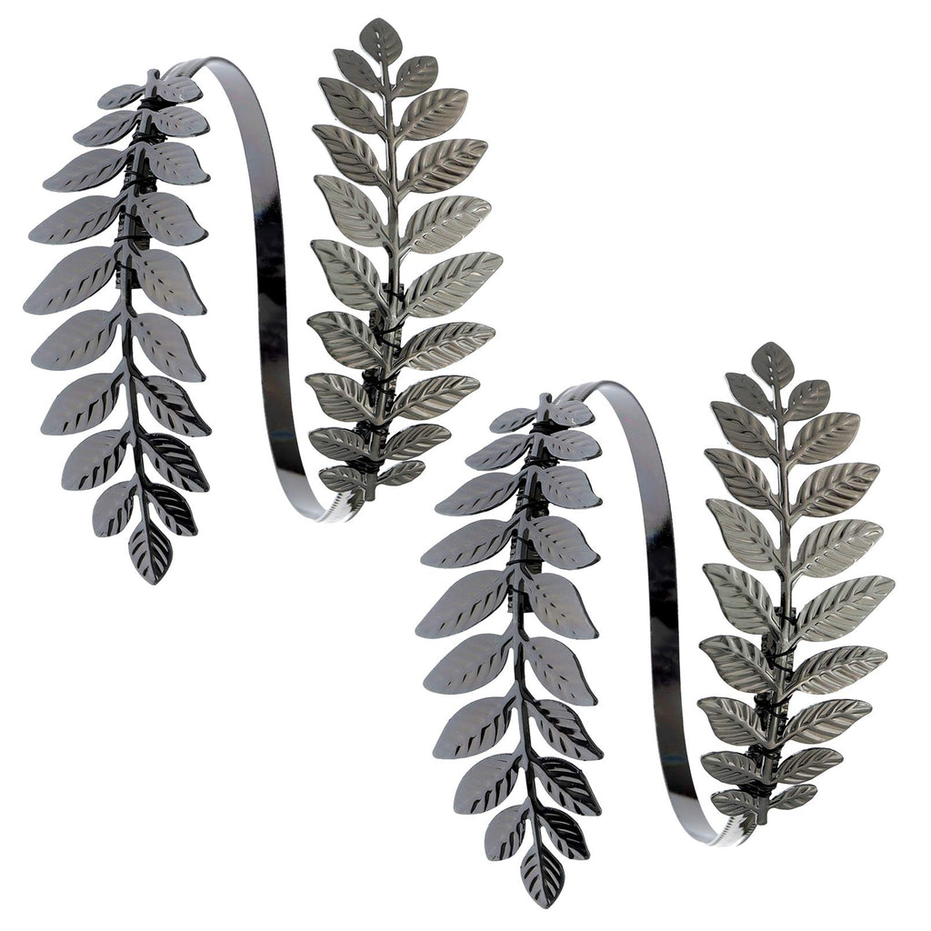 RechicGu Black Gunmetal Leaf Coil Upper Arm Cuff Set — 2 Pieces