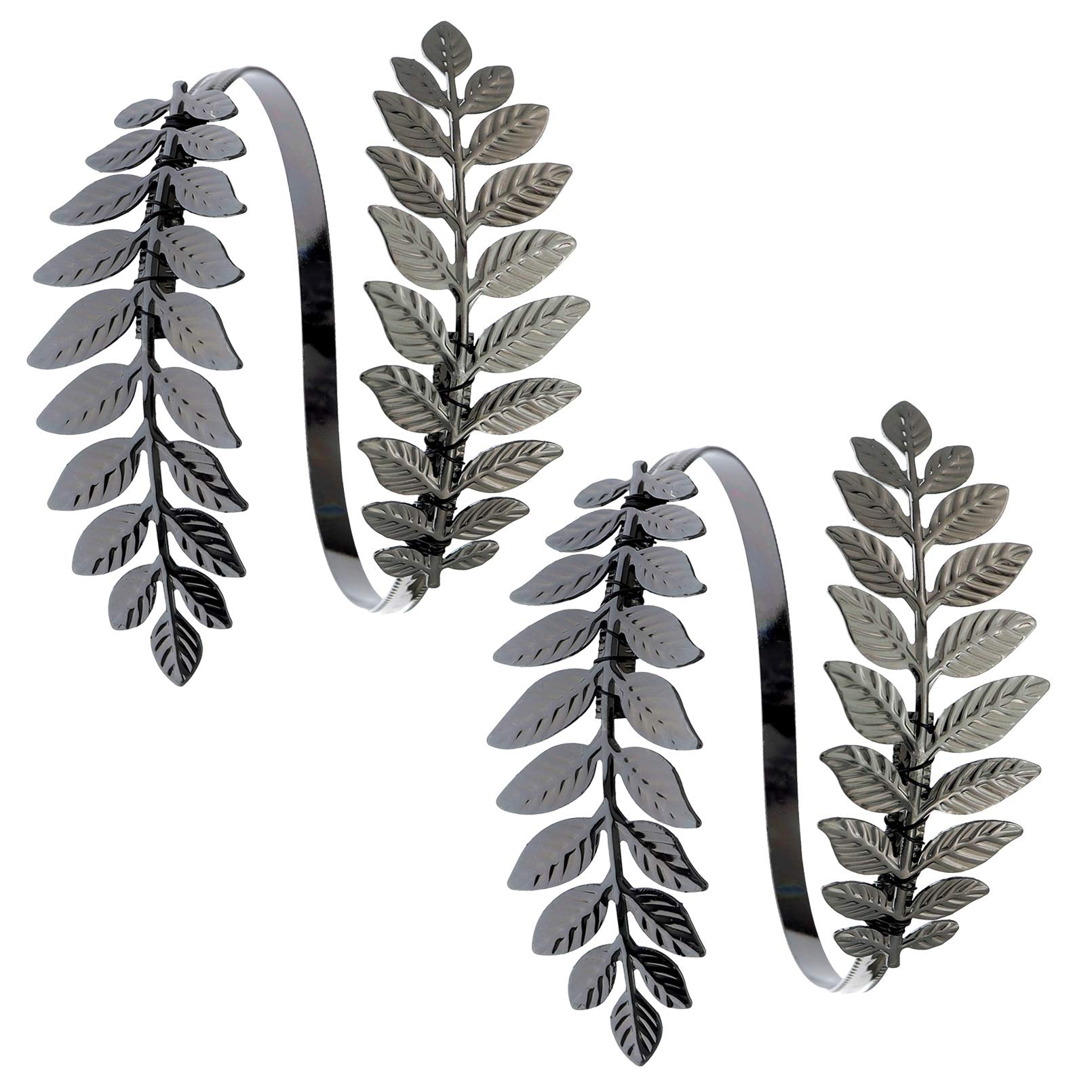 RechicGu Black Gunmetal Leaf Coil Upper Arm Cuff Set — 2 Pieces