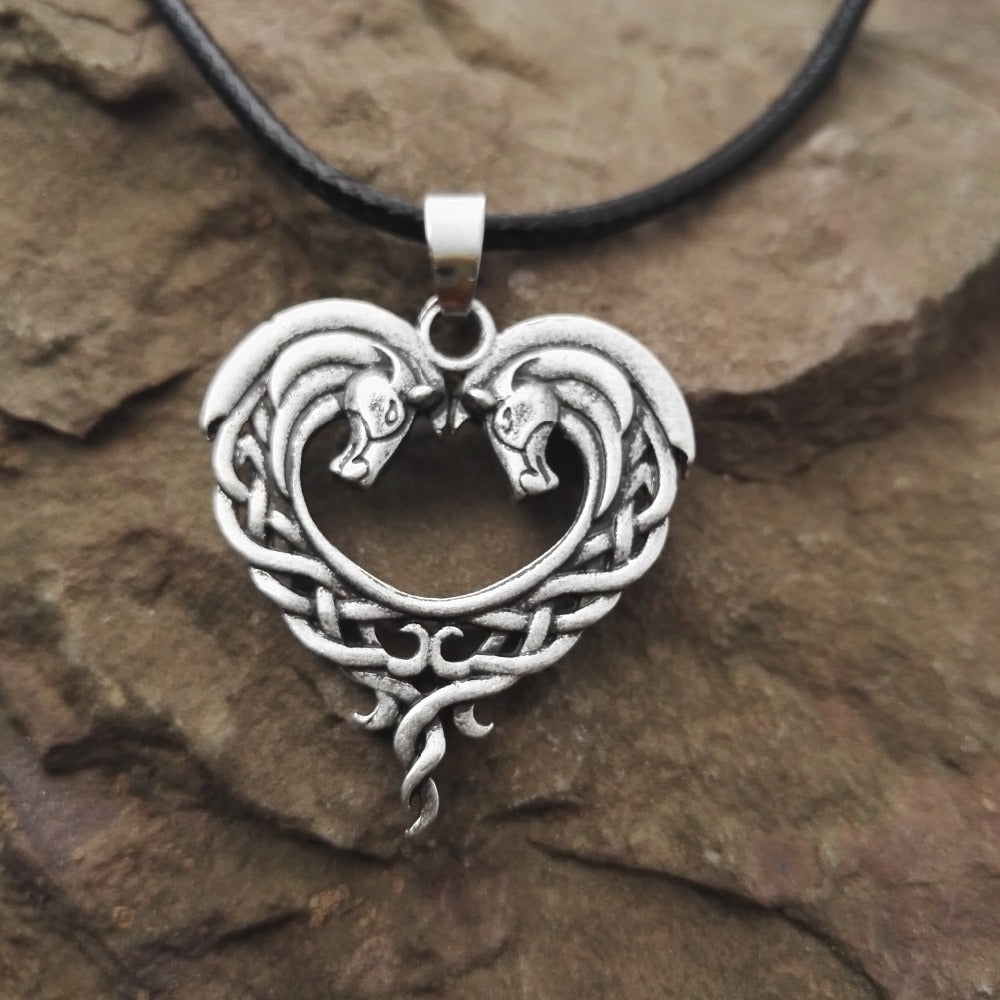 Heart Horsehead Pendant Necklace