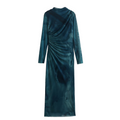 Tie-Dye Mesh Long Sleeve Slim Maxi Dress — Deep Teal