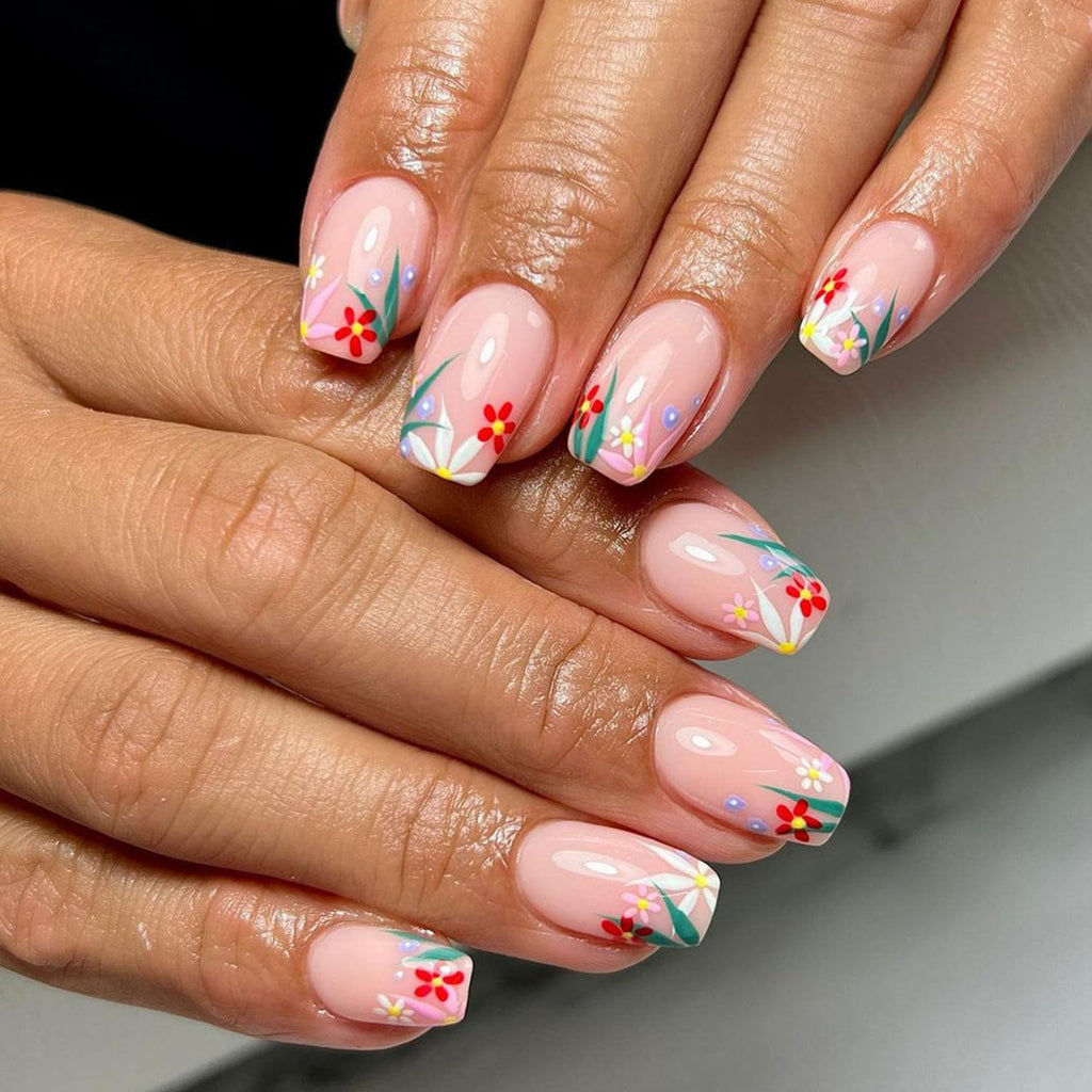 Floral Garden Press-On Nails - 24 Pcs