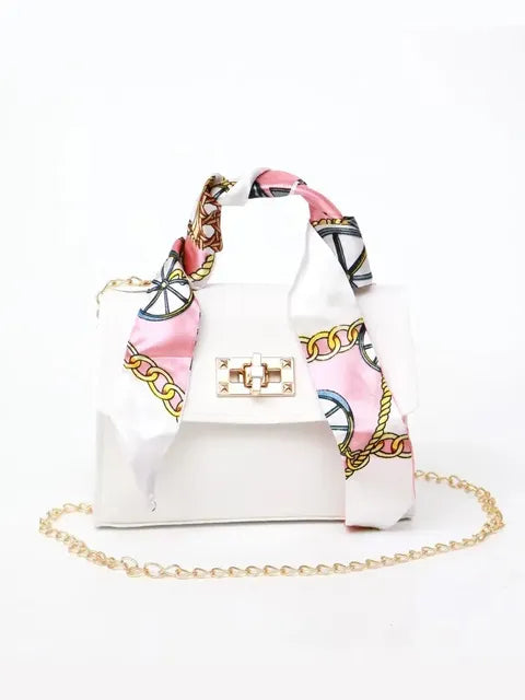 Mini Structured Top Handle Crossbody Bag with Silk Scarf — 8 Colours