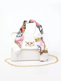 Mini Structured Top Handle Crossbody Bag with Silk Scarf — 8 Colours