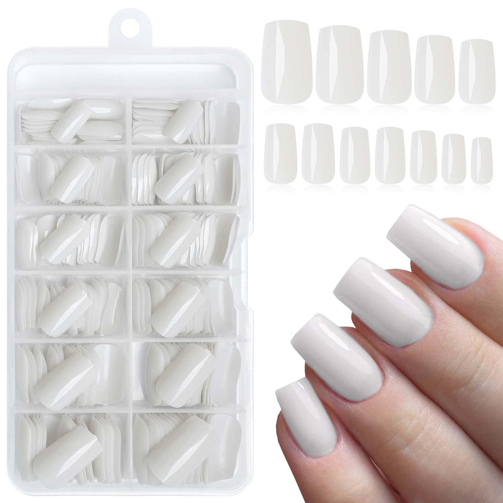 Smoky White Square Press-On Nail Kit — 240pc