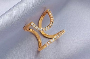 Crystal Nail Tip Geometric Finger Ring