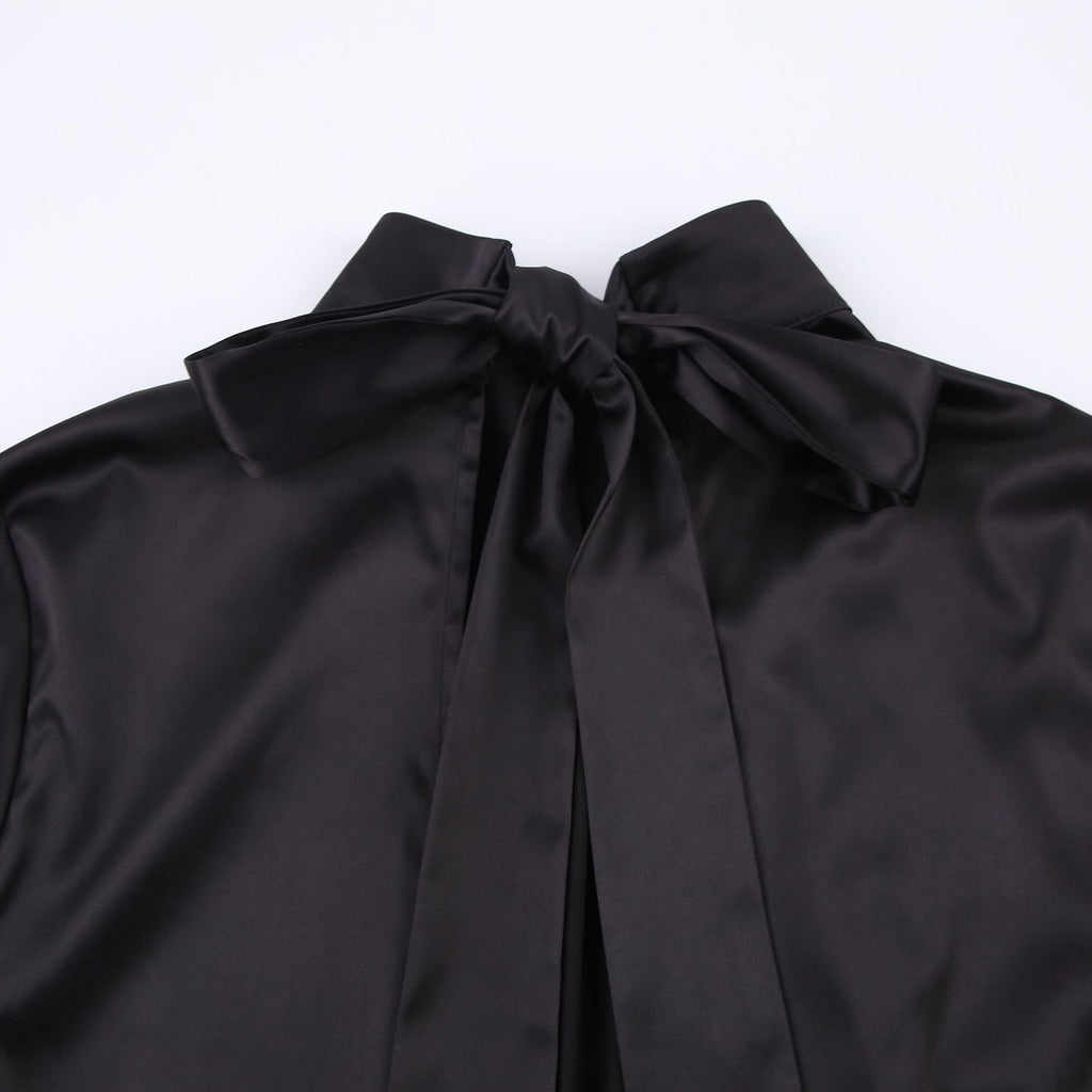 French Bow-Back Satin Dress