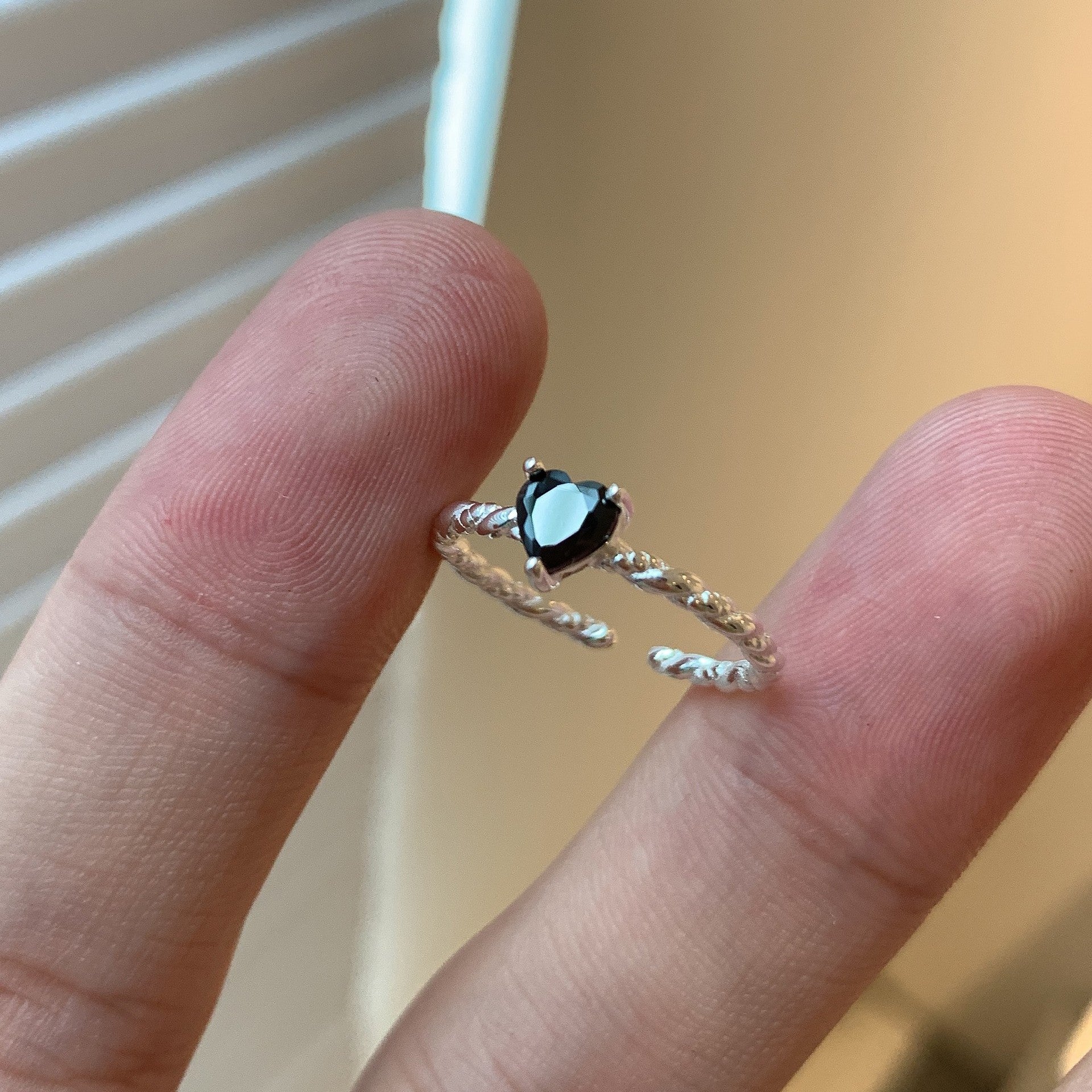 Sterling Silver Black Zircon Love Knot Ring