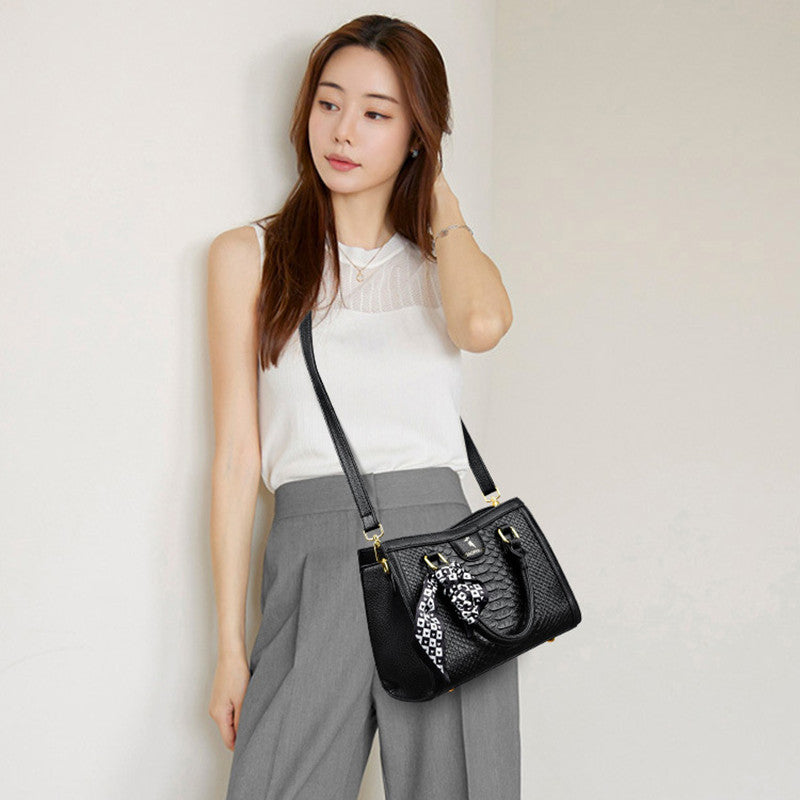 Croc-Embossed Leather Crossbody Handbag