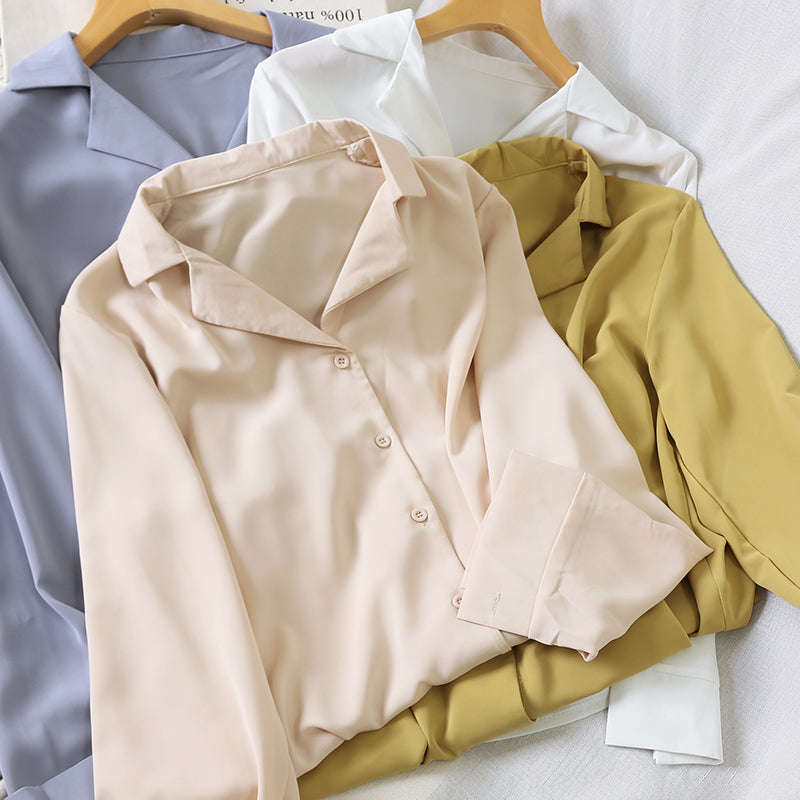Chic Loose-Fit Chiffon Long Sleeve Shirt