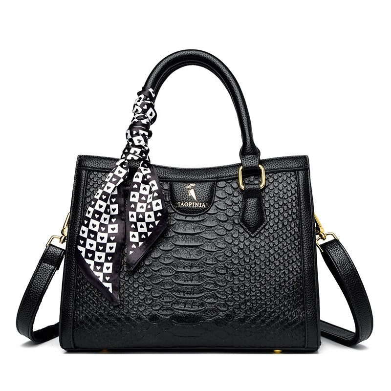 Croc-Embossed Leather Crossbody Handbag