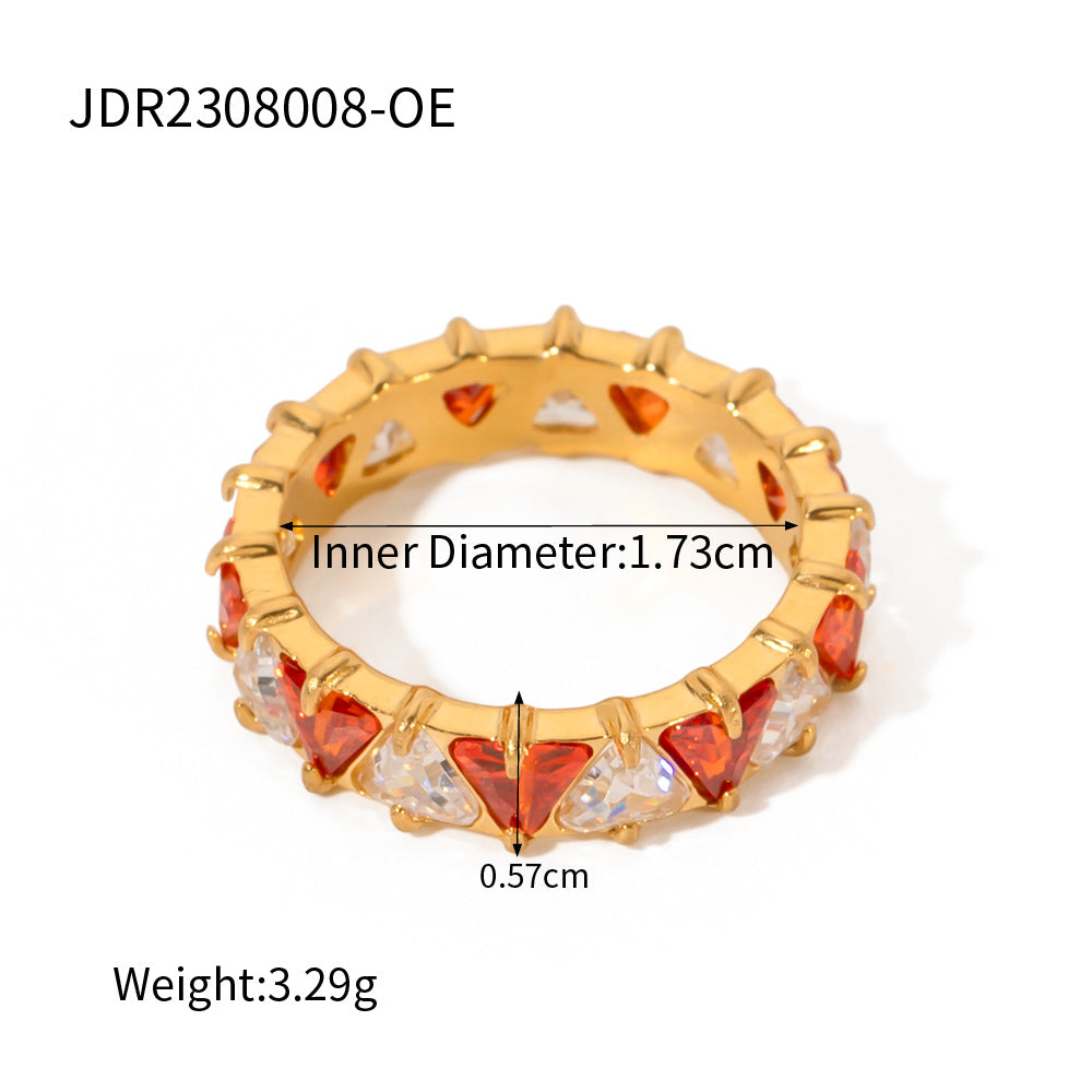 Chic Triangle Zirconia Stainless Ring