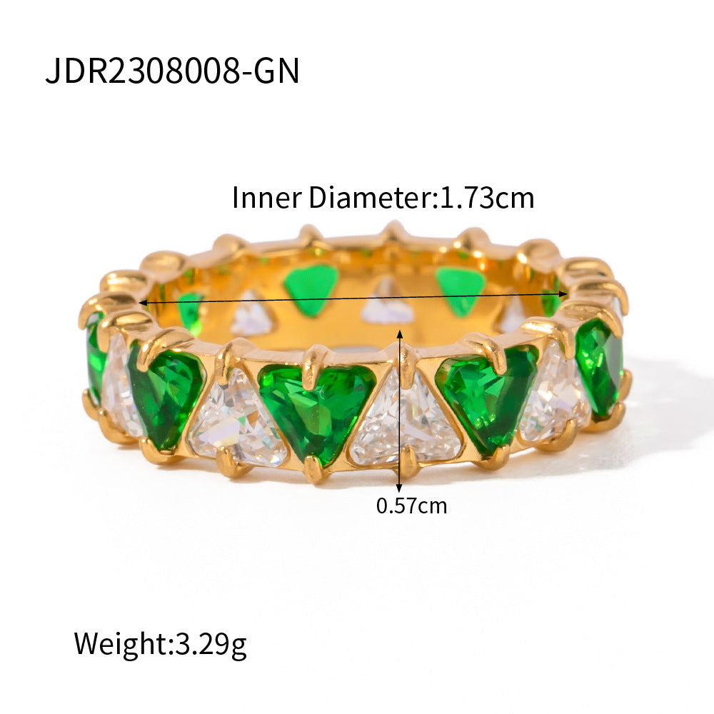 Chic Triangle Zirconia Stainless Ring