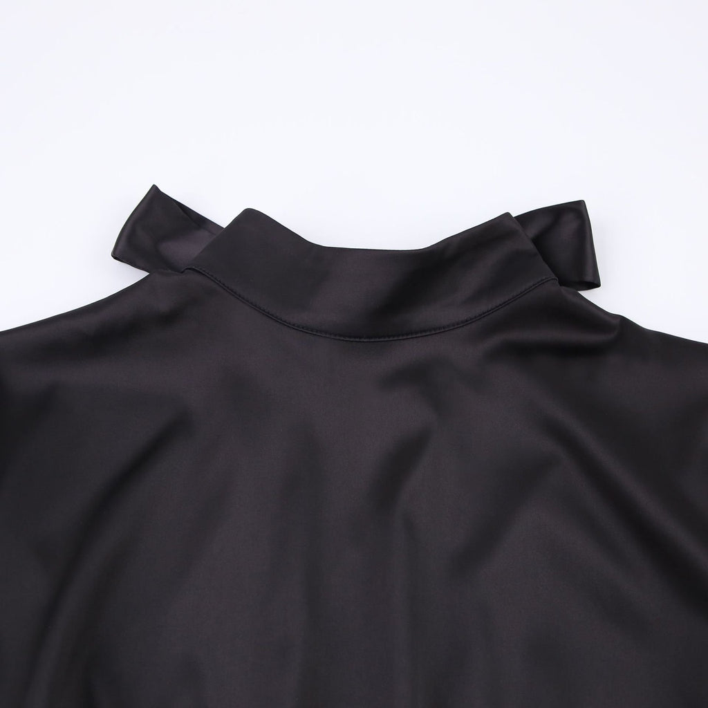 French Bow-Back Satin Dress
