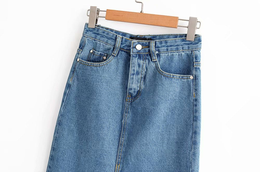 Chic Split Denim Midi Skirt