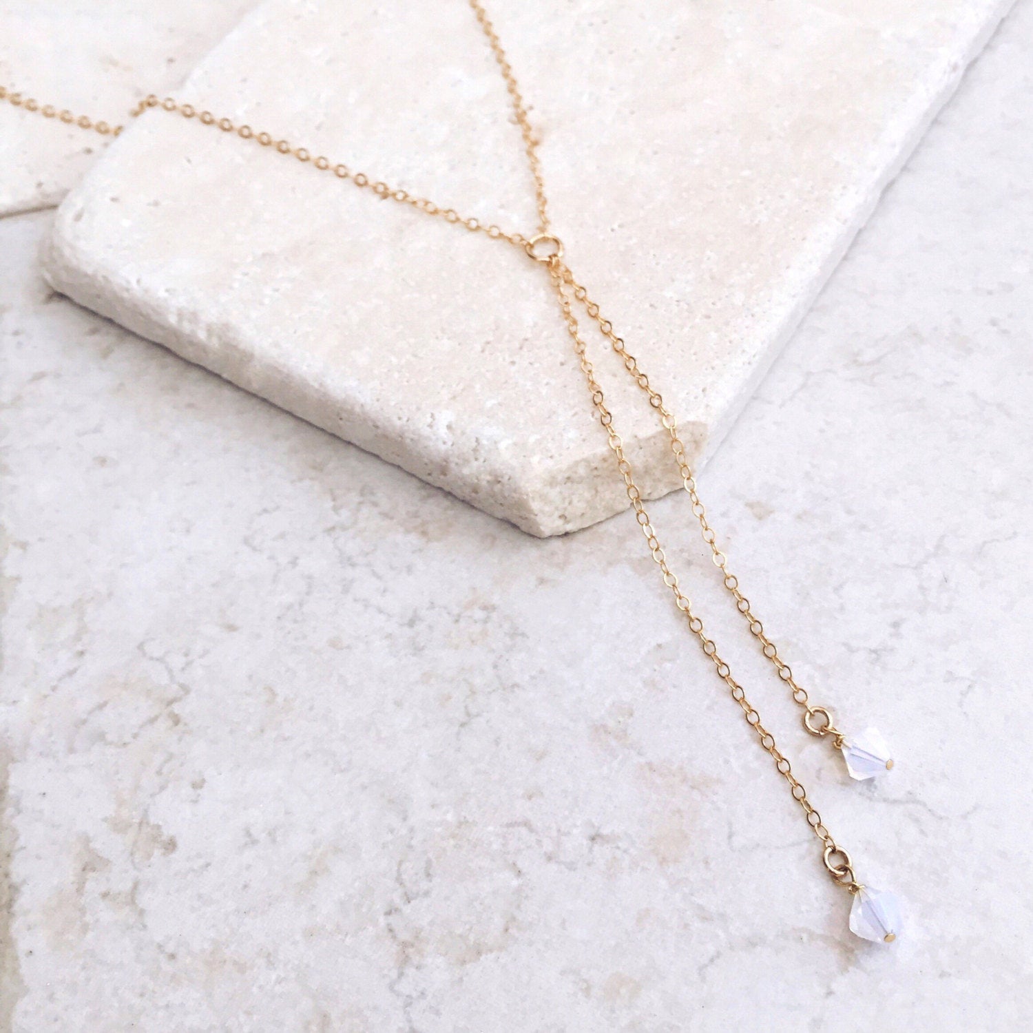 Crystal Necklace with Opal and Tassel Pendant