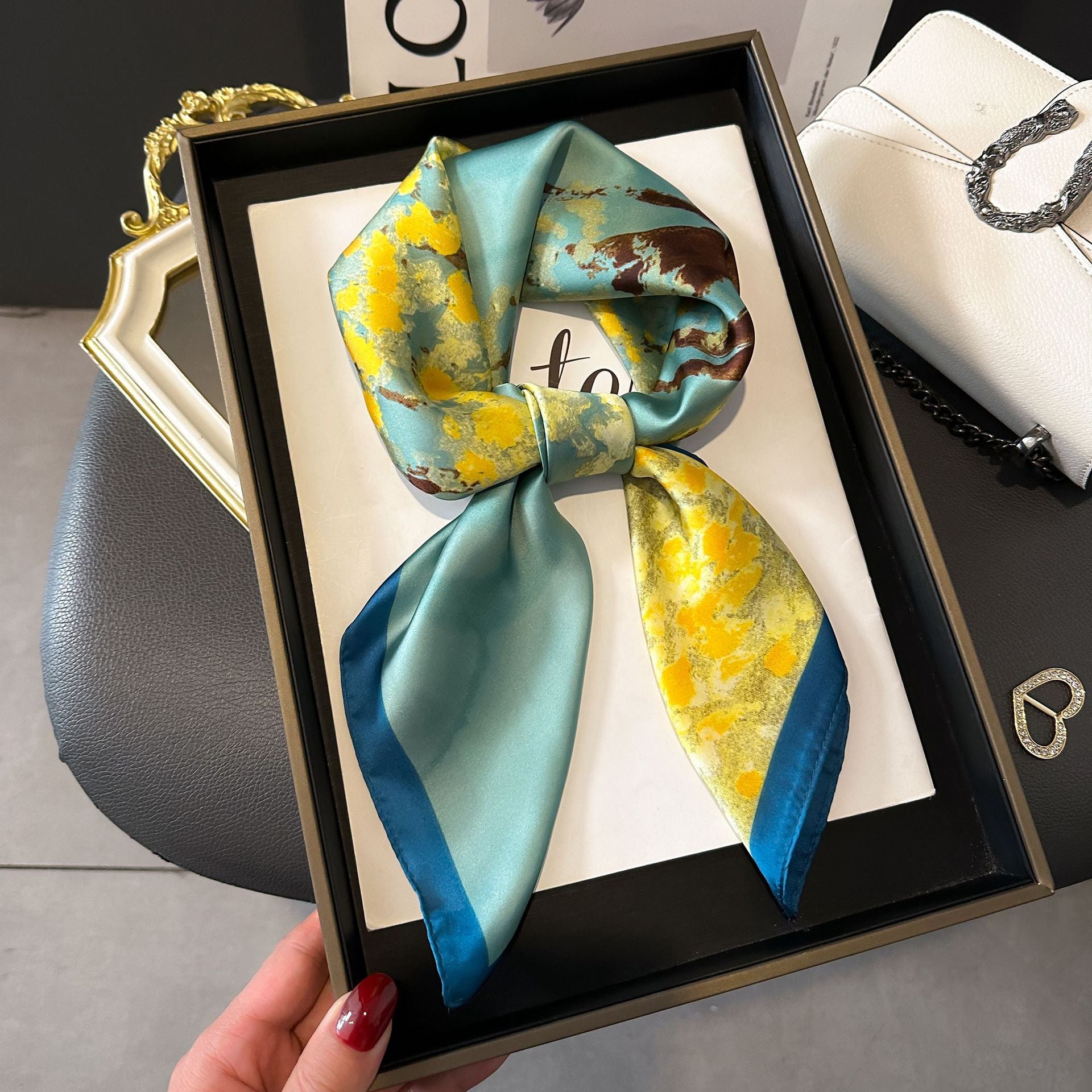 French Stripe Square Silk Scarf — 70cm