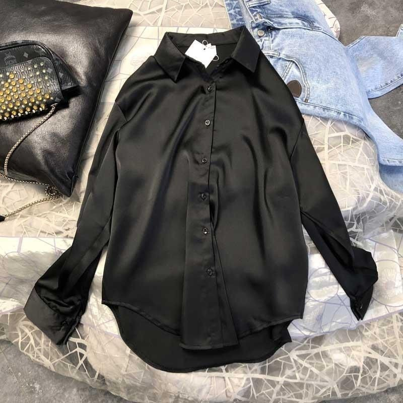Satin Silk Relaxed Button-Down Shirt