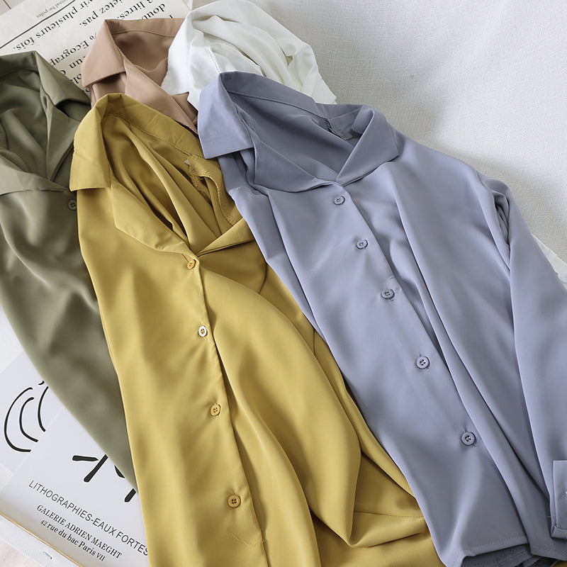 Chic Loose-Fit Chiffon Long Sleeve Shirt