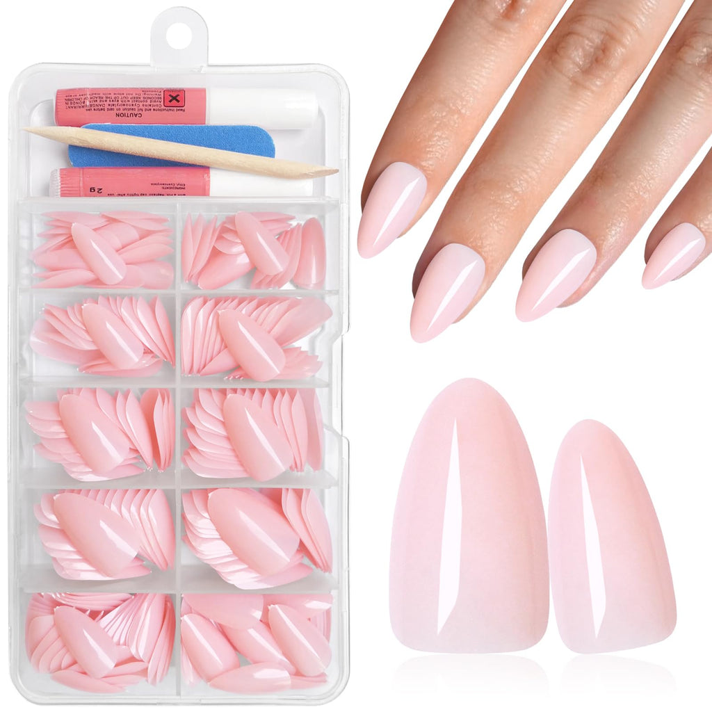 Blush Pink Almond Press-On Nails — 240pc Bulk Set