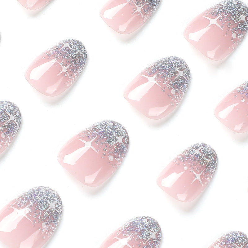 Silver Stardust French Press-On Nails