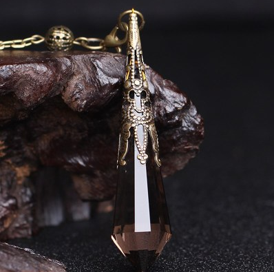 Pendulum Divination Pendant with Natural Crystal Necklace