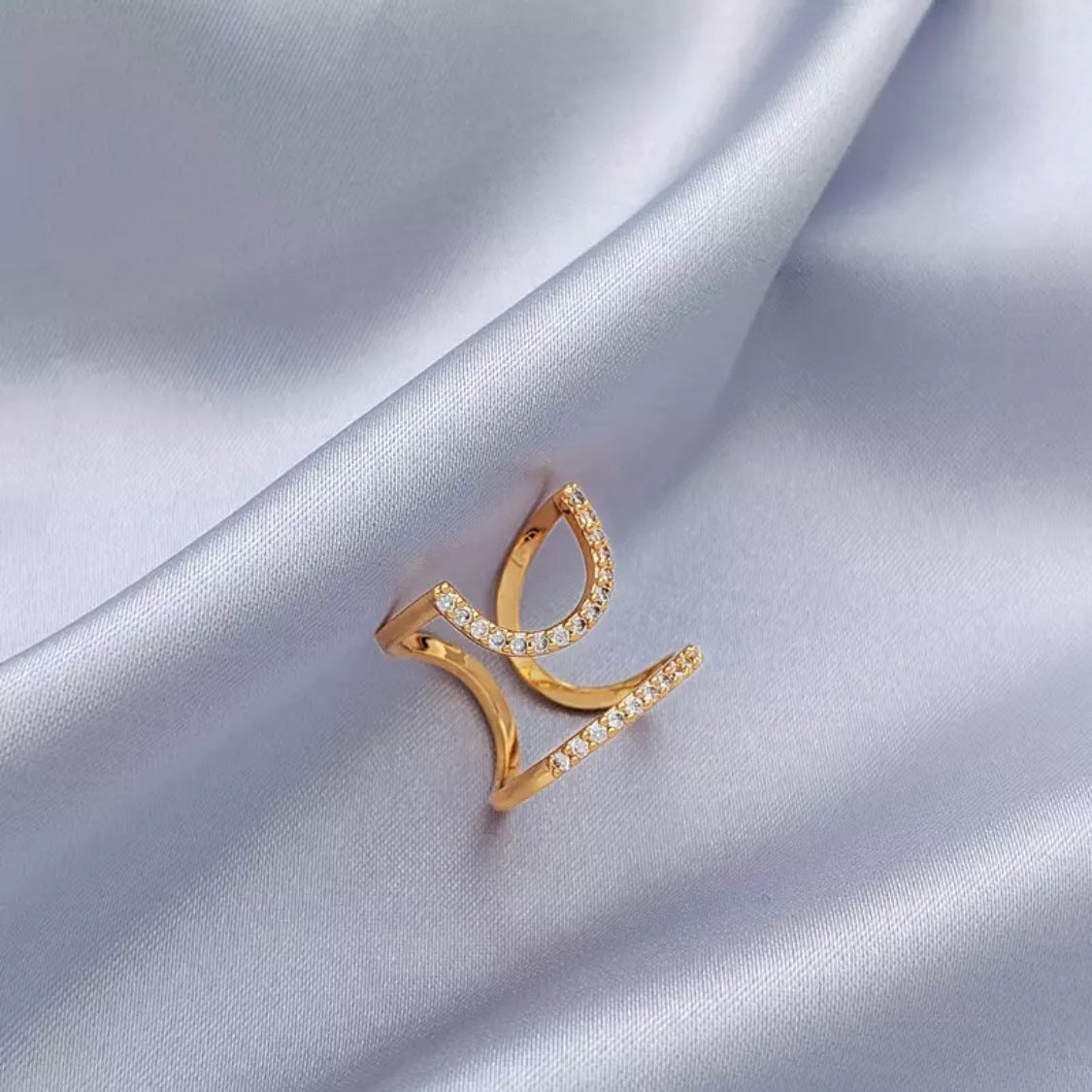 Crystal Nail Tip Geometric Finger Ring