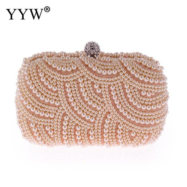YYW Black Pearl Beaded Evening Clutch Bag