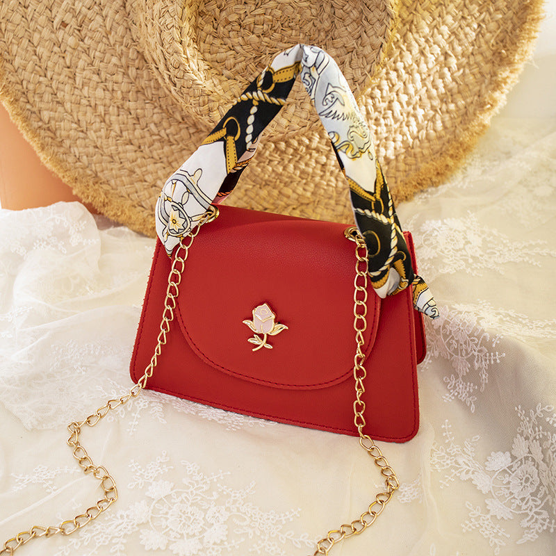 Silk Scarf Mini Handbag with Chain Strap