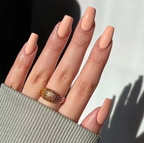 Solid Colour Short Coffin Press-On Nails - 24 Pcs