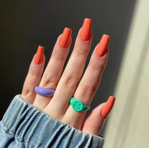 Solid Colour Short Coffin Press-On Nails - 24 Pcs