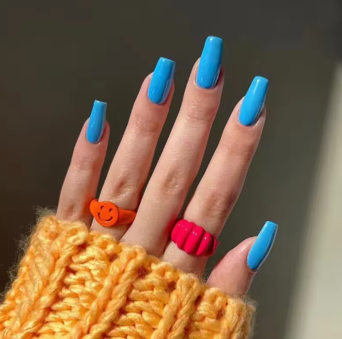 Solid Colour Short Coffin Press-On Nails - 24 Pcs
