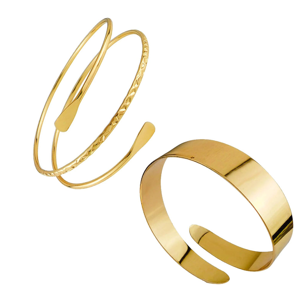 ZMANYIJEW Gold Minimalist Flat Band Upper Arm Cuff Set — 2 Pieces