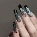 Black Feather Frost Coffin Press-On Nails