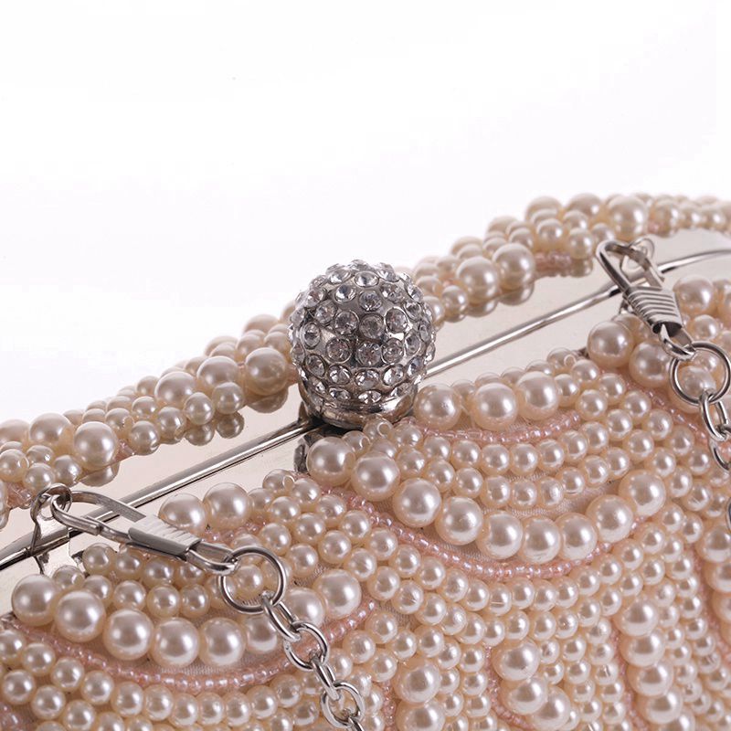 YYW Black Pearl Beaded Evening Clutch Bag
