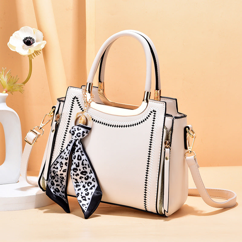 Silk Scarf Charm Structured Shoulder Bag