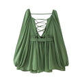 Backless Lace-Up Gauze Mini Dress