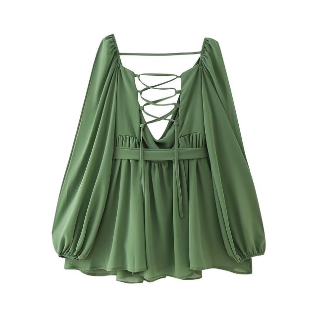 Backless Lace-Up Gauze Mini Dress