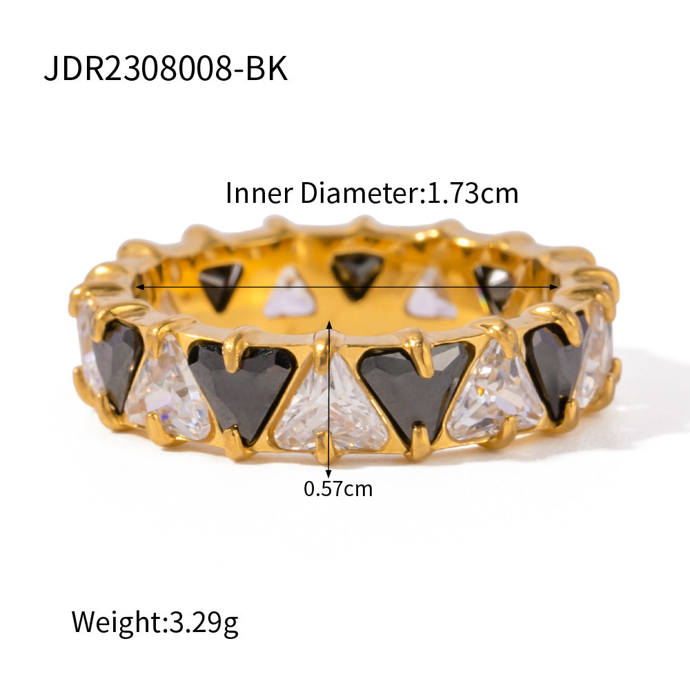 Chic Triangle Zirconia Stainless Ring
