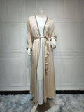 Rhinestone Dress Fashion Satin Soft Shawl Waist-tight Robe