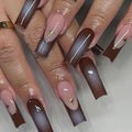Brown Ombré French Tip Press-On Nails 24Pcs