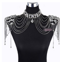 Crystal Drape Bridal Shoulder Chain Set — Rhinestone & Lace