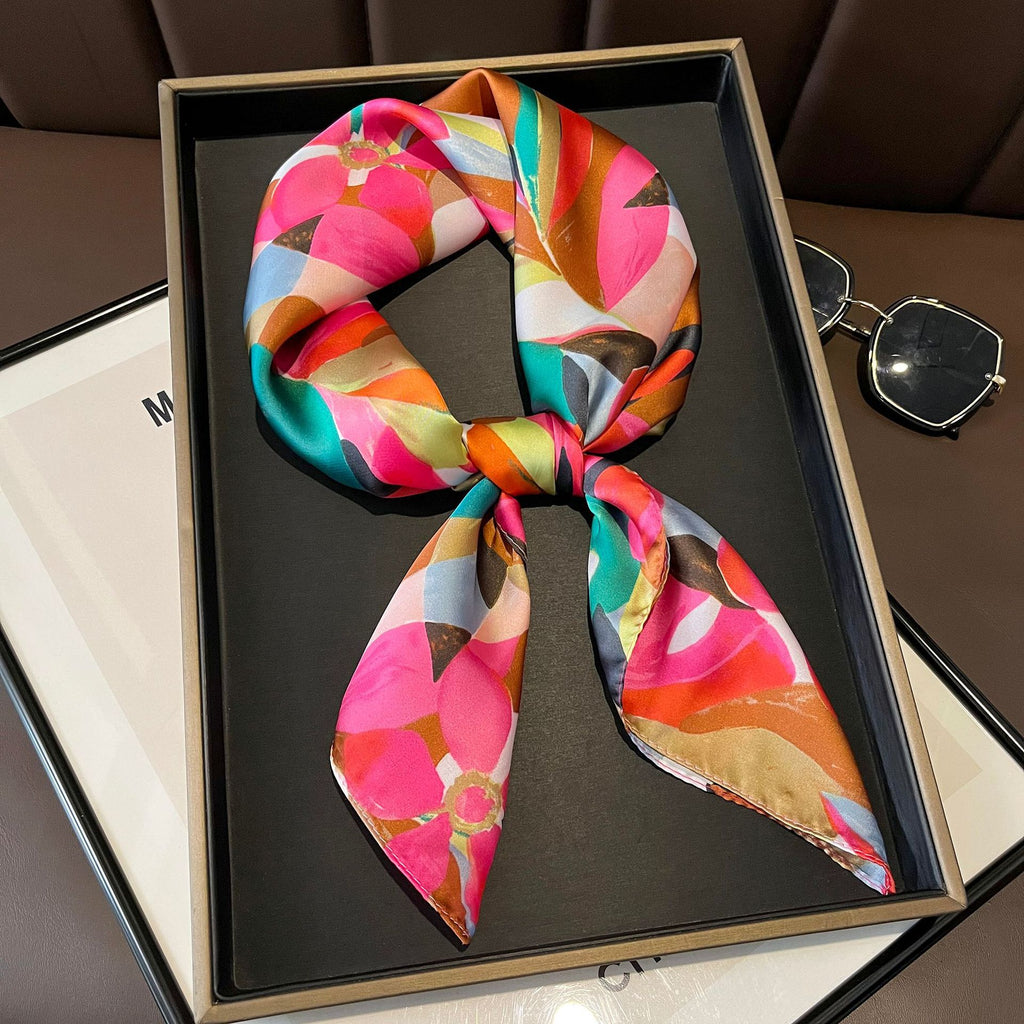 French Vintage Paisley Square Silk Scarf — 70cm