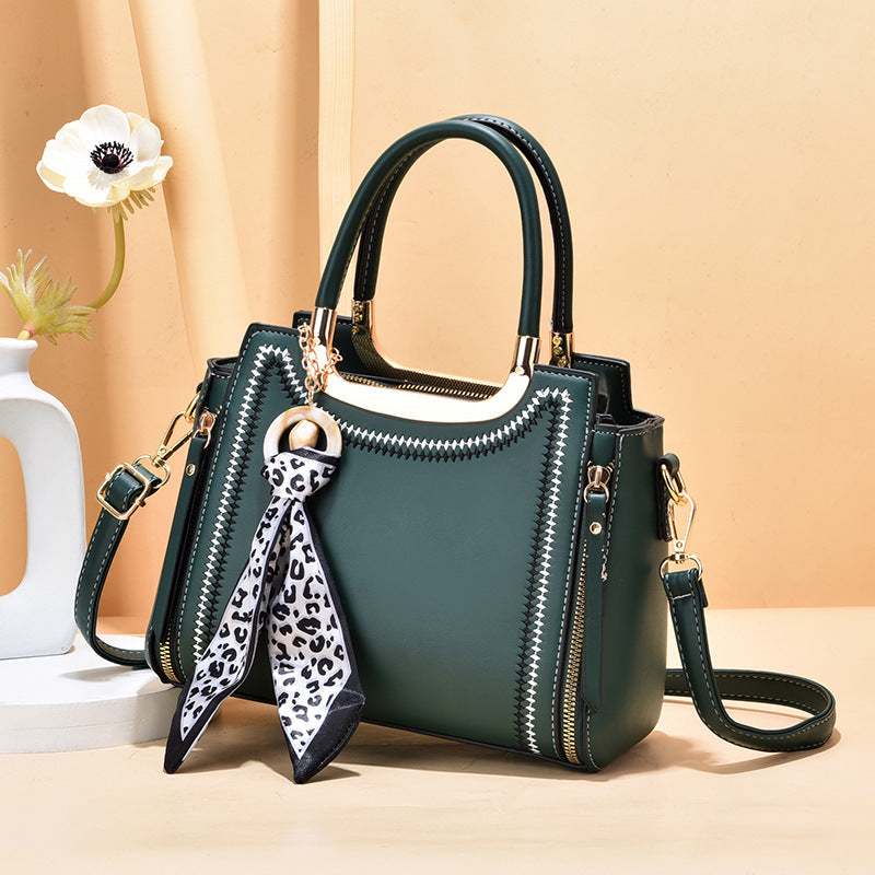Silk Scarf Charm Structured Shoulder Bag