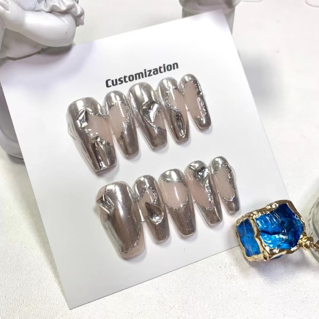 Chrome Talon Squoval Press-On Nails