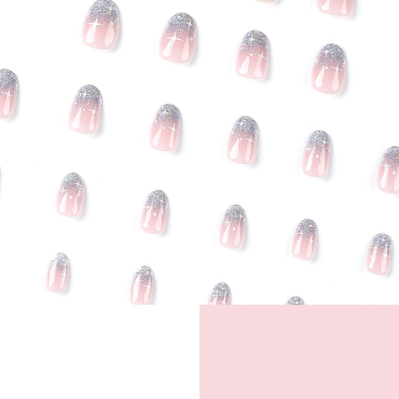 Silver Stardust French Press-On Nails