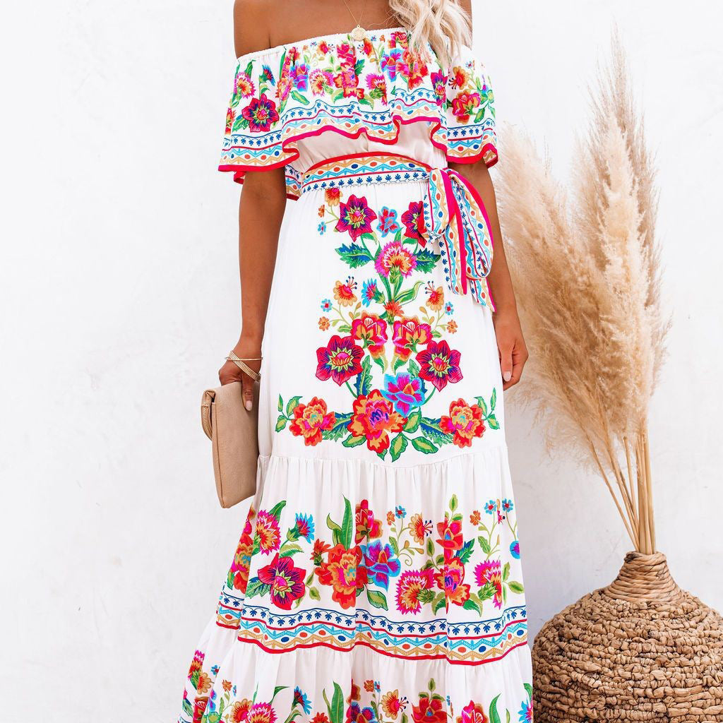 White Tiered Ruffle Maxi Dress