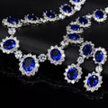 AAA Zirconia Oval Halo Drop Necklace & Earring Set