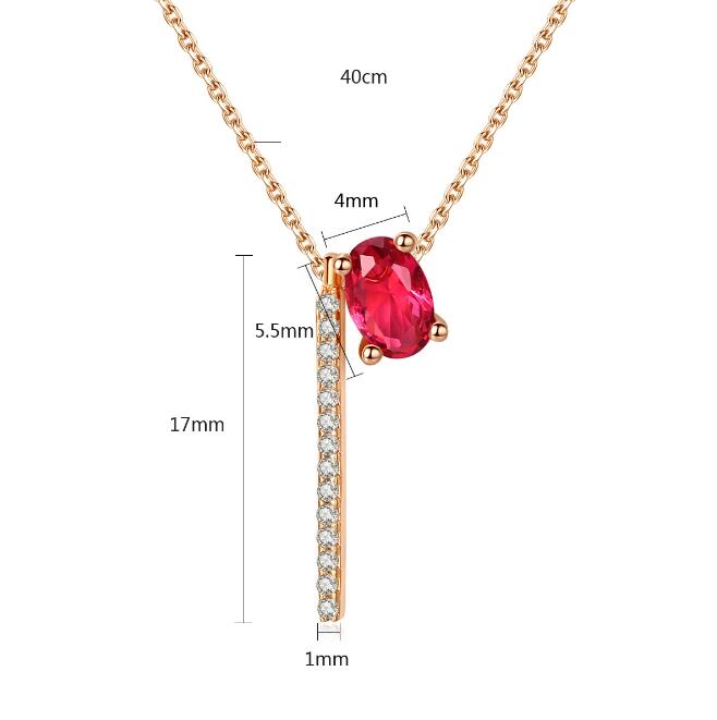 Ruby Red Gemstone & Diamond Bar Necklace