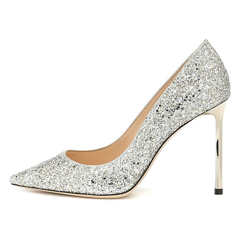 Crystal Sequin Pointed Toe Stiletto Pumps